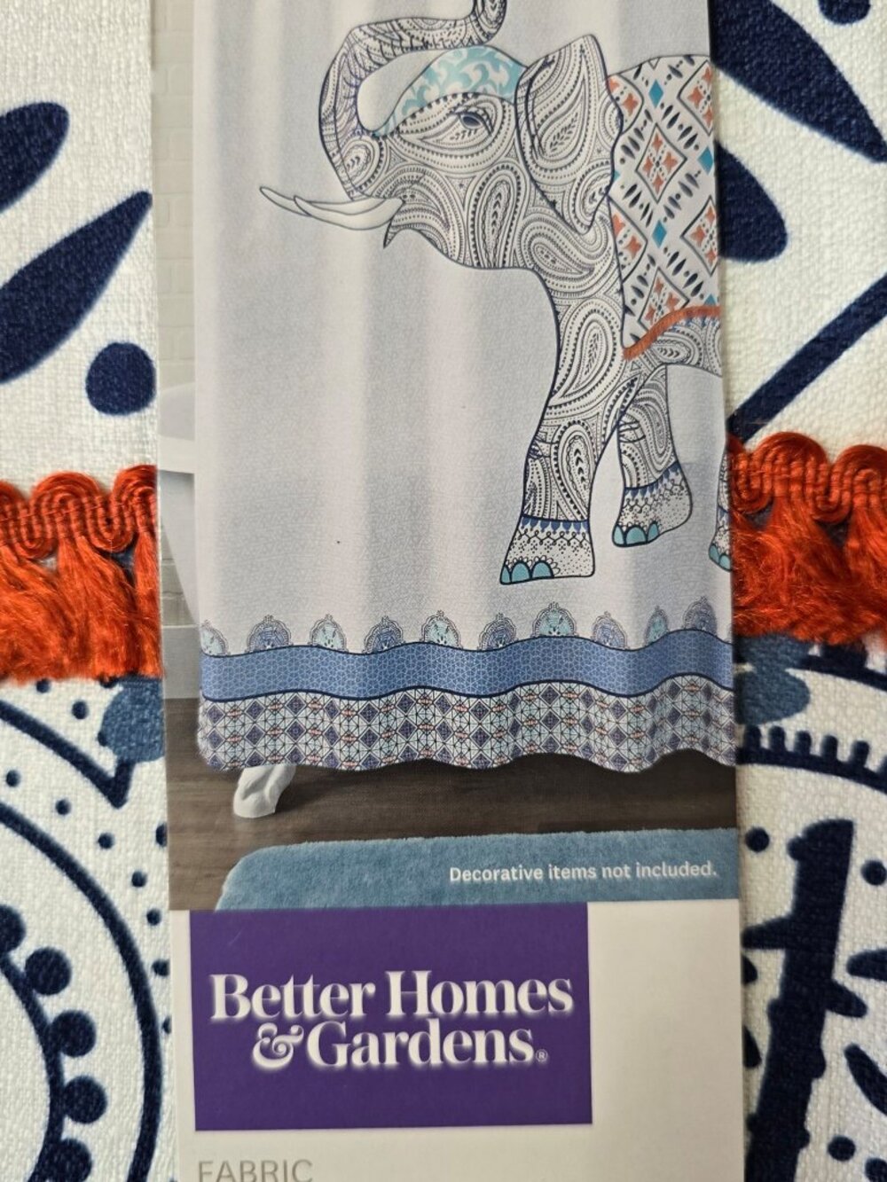 NWT Better Homes & Gardens Set of 2 Global Elephant Shower Curtains 72x72 - Picture 5 of 7